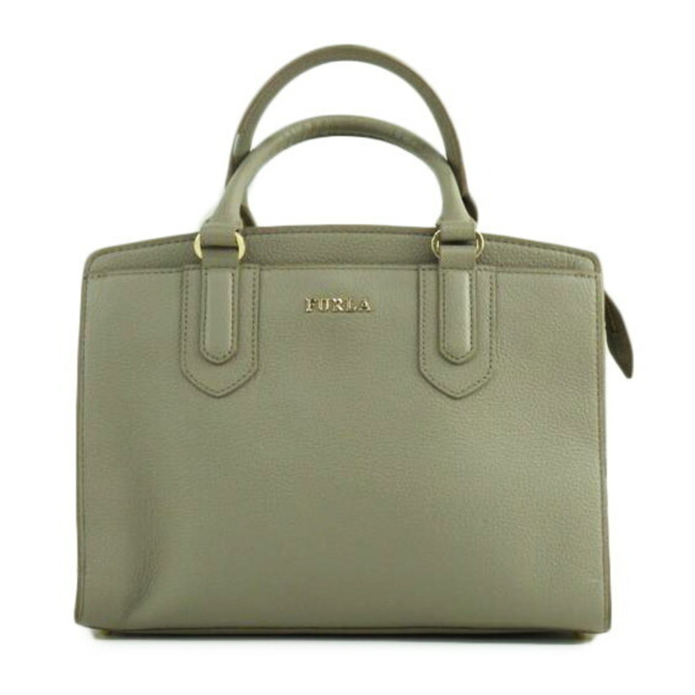 Furla Norah leather handbag green brown